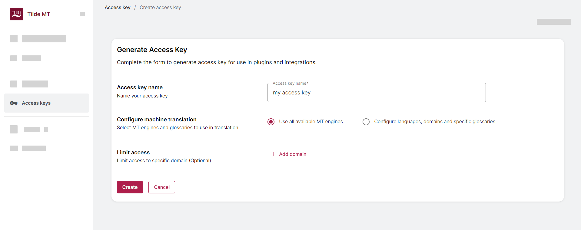 create access key 1