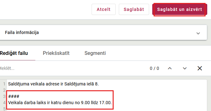 papildu informācijas pievienošana