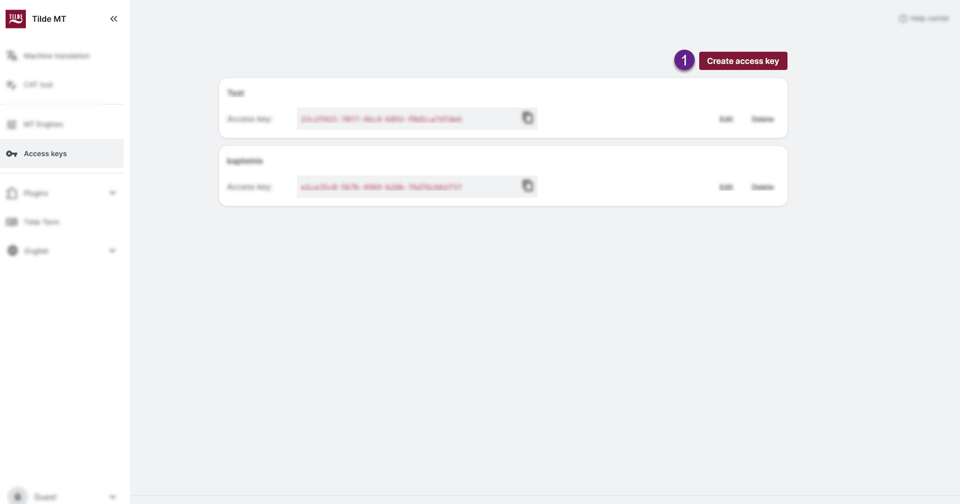 Create an access key.