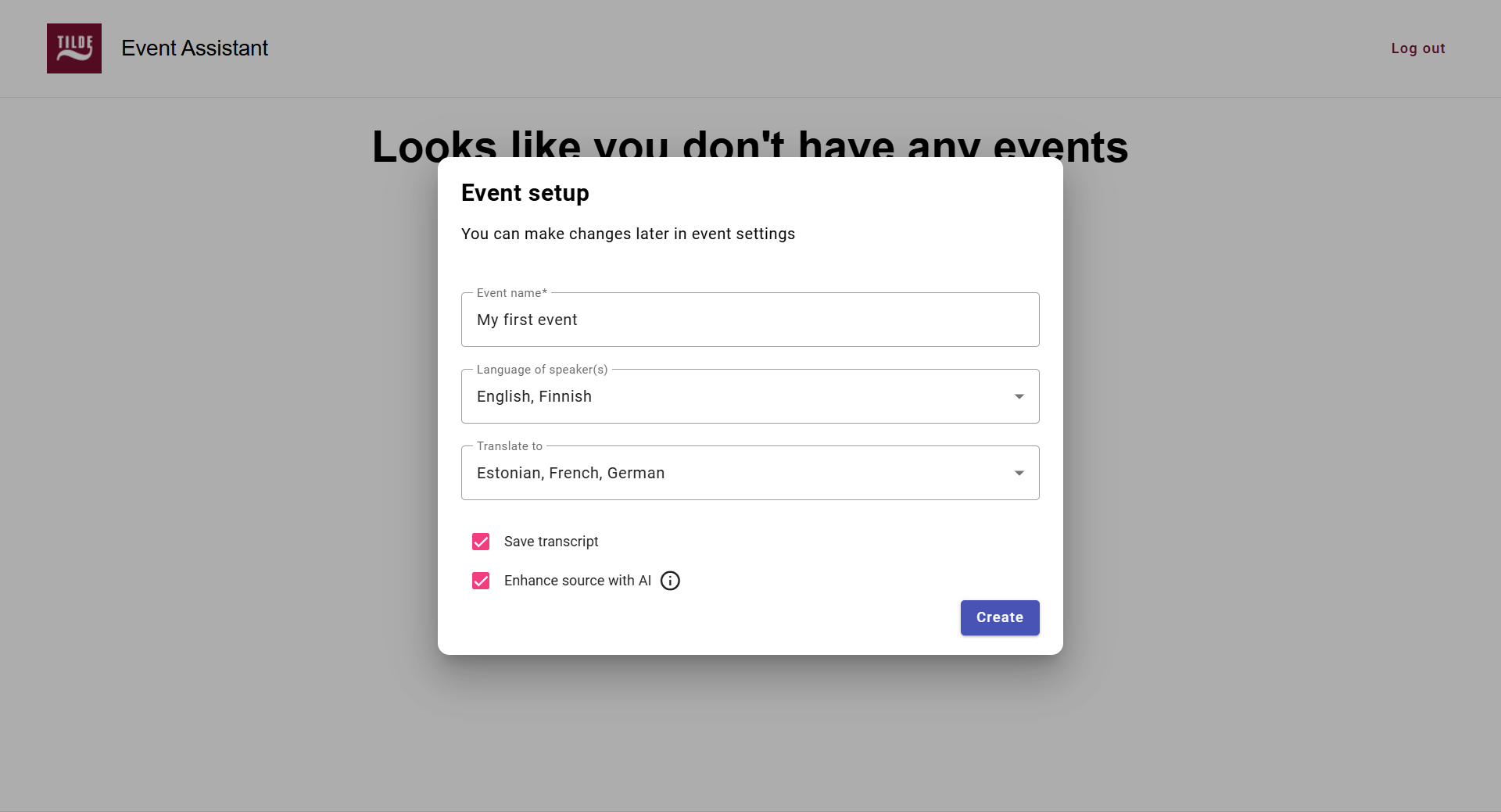 create new event
