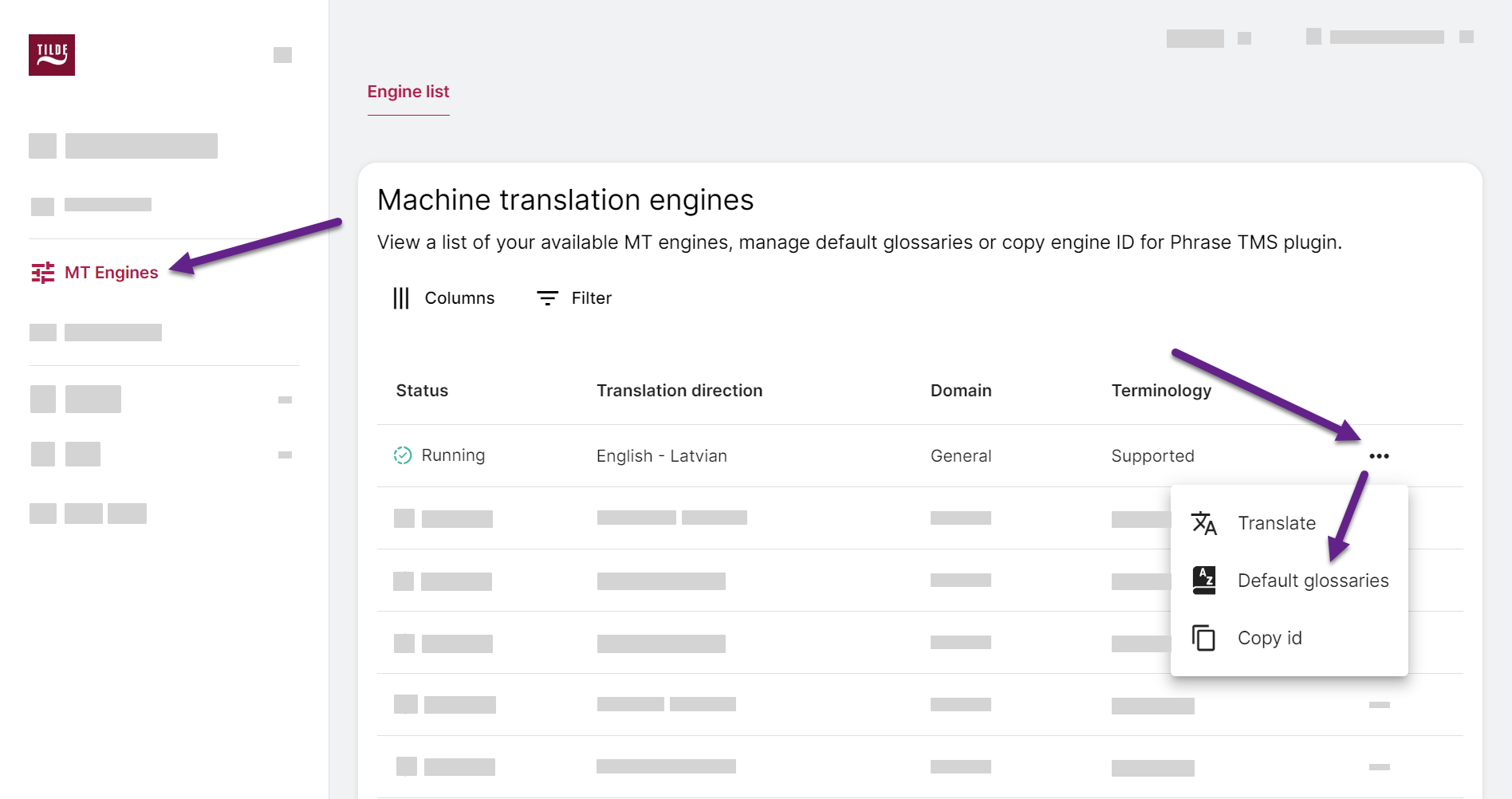 Open default glossaries 1