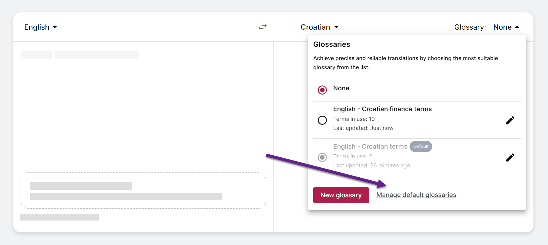 Open default glossaries 2