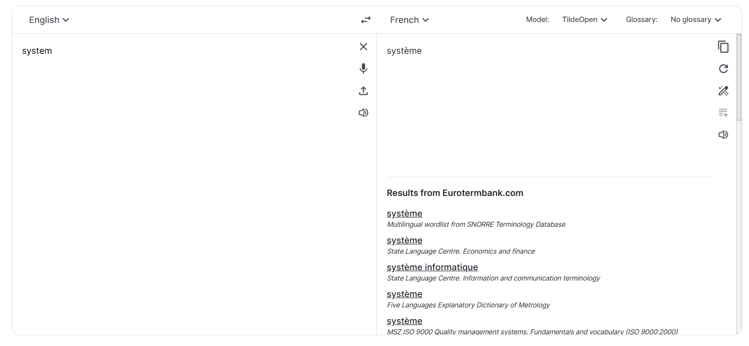 Figure 2. Dictionary result