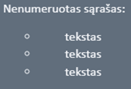 Unsorted list example.