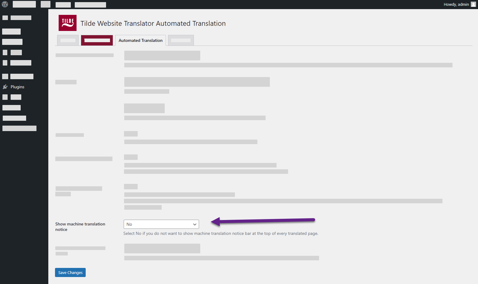 hide translation notice bar