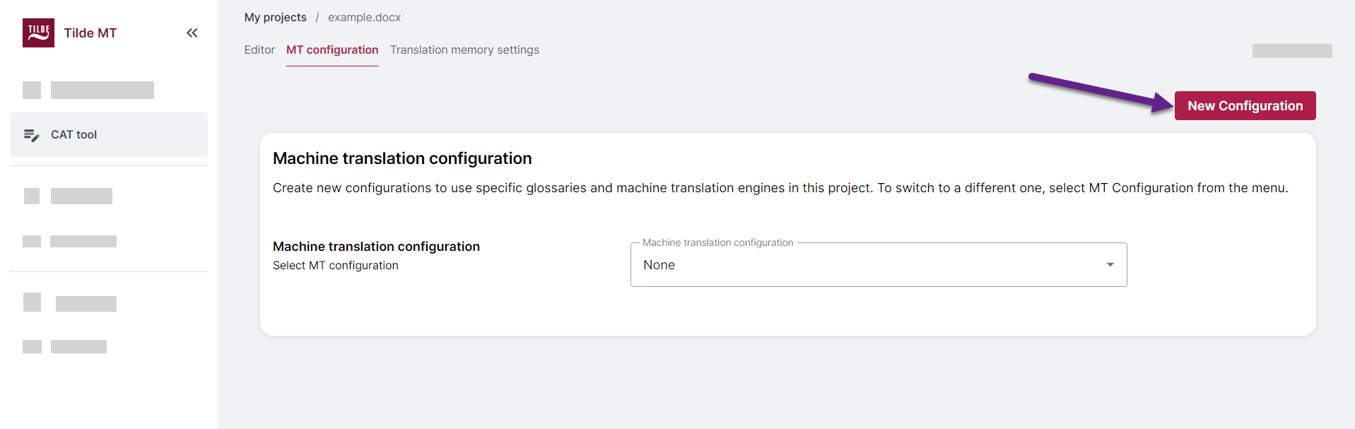 Create MT configuration 1