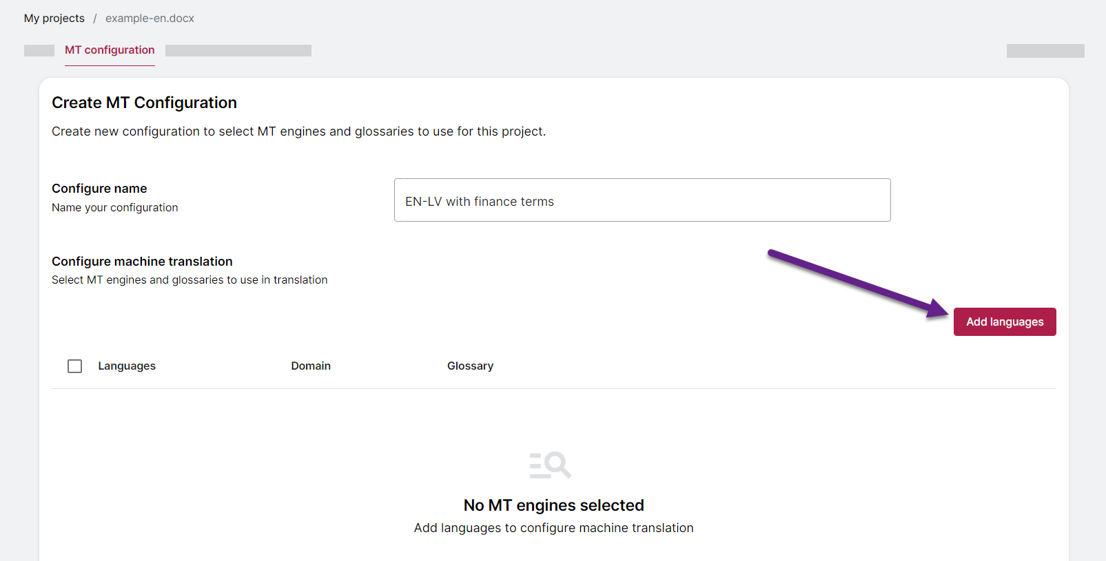 Create MT configuration 2