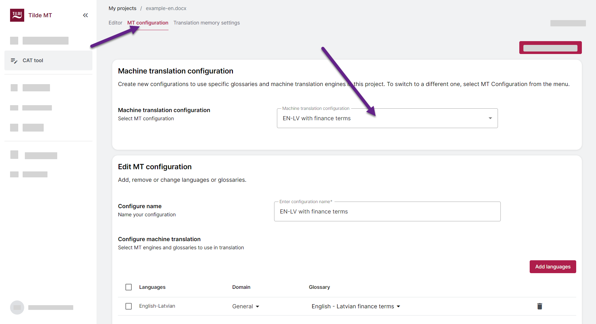 select configuration