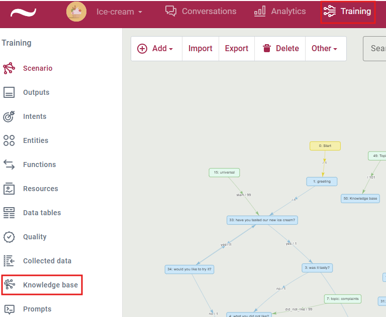 Opening the knowledge base.