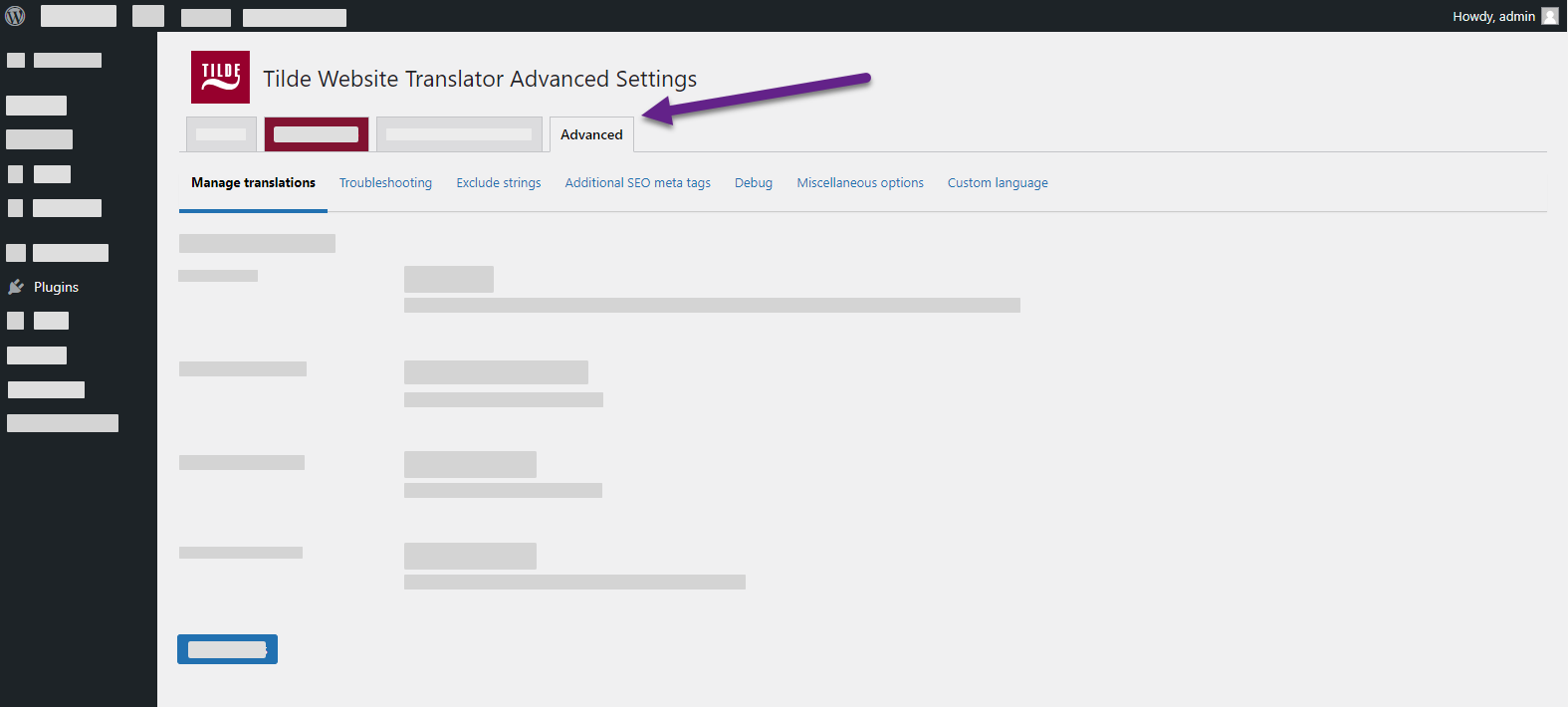 open advanced settings