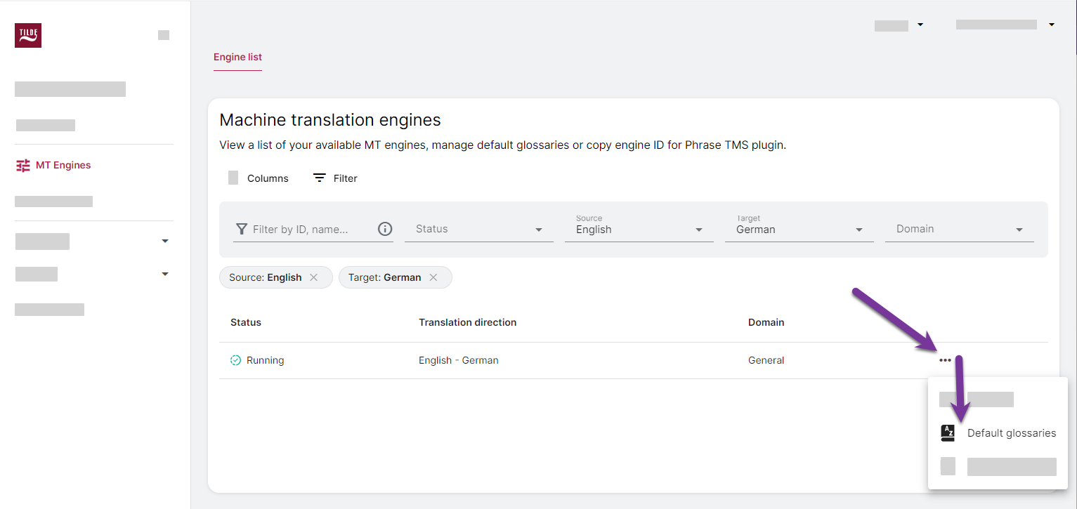 open default glossary management