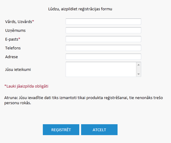Reģistrācijas forma