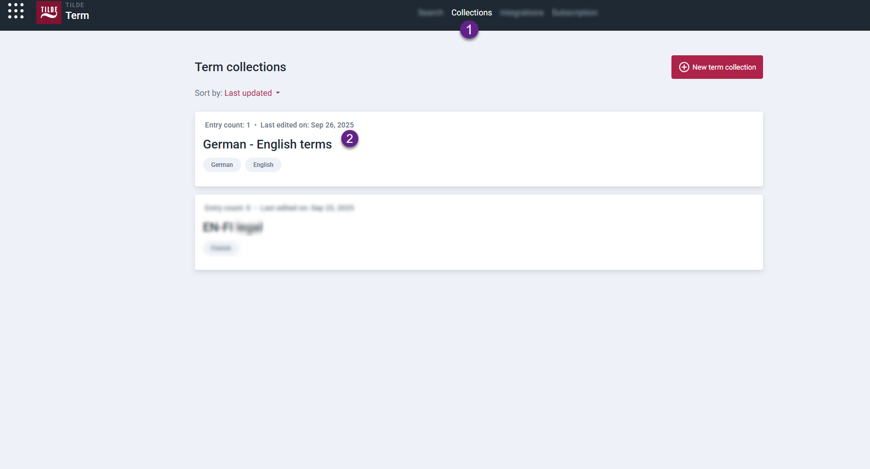 Figure 1. Collections list