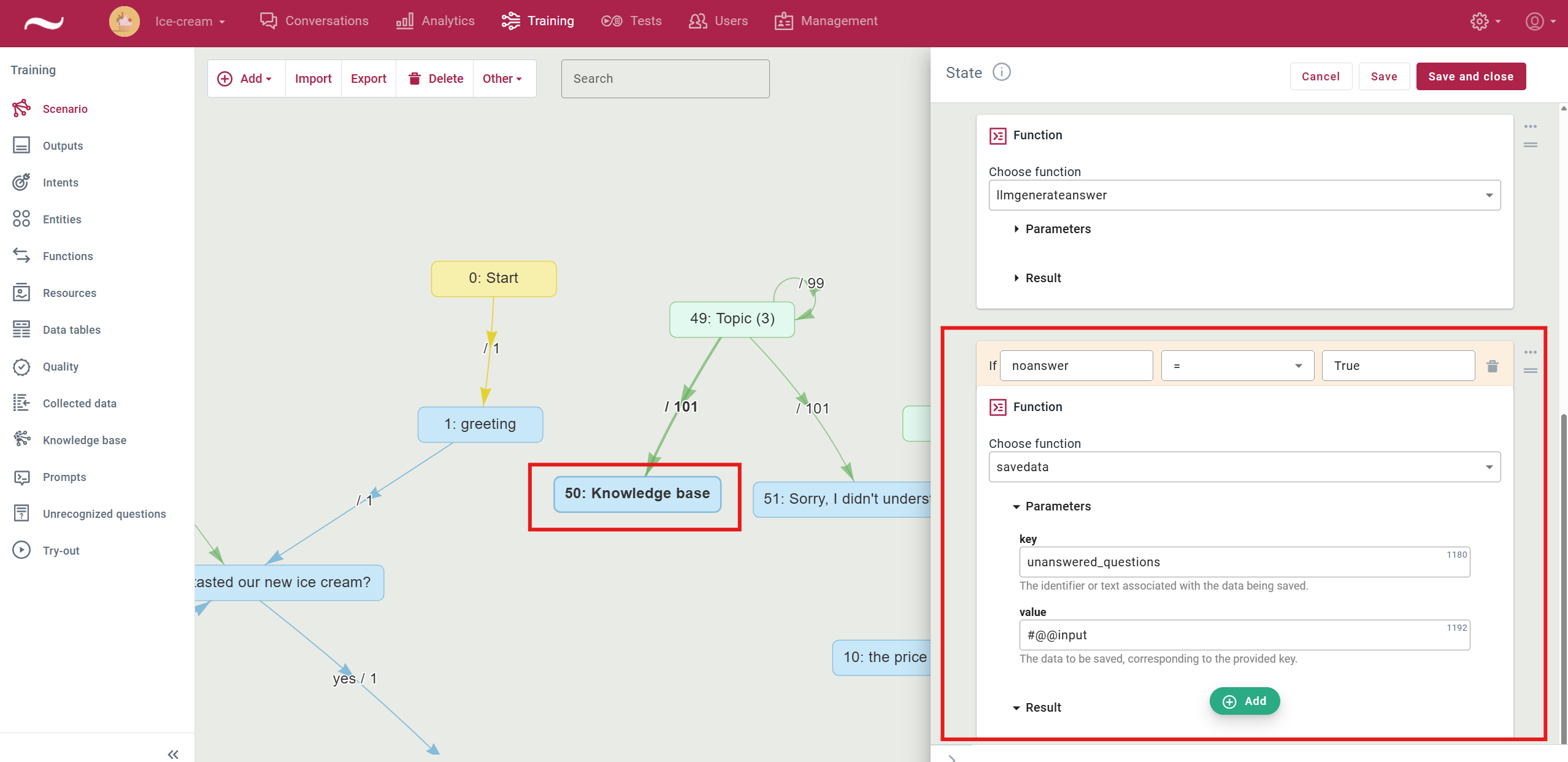 Unanswered questions in a function