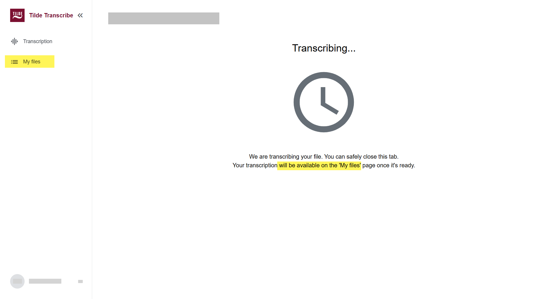 Figure 8. File transcription message.