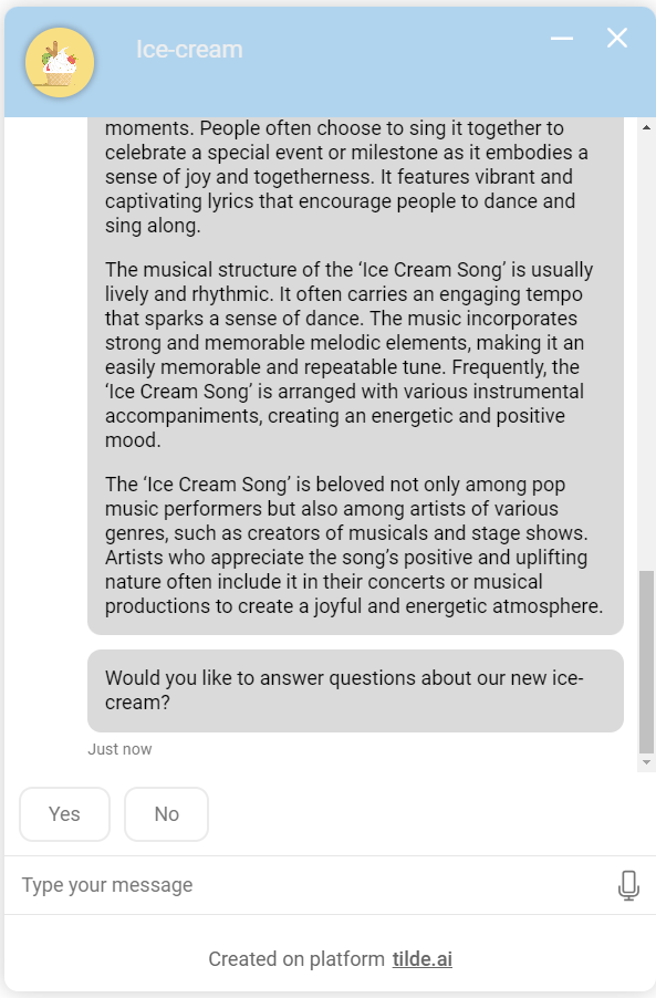 Default scrolling behavior in a long chat response