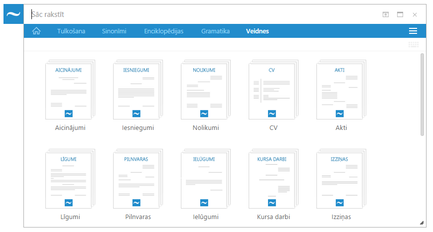 Dokumentu veidņu logs
