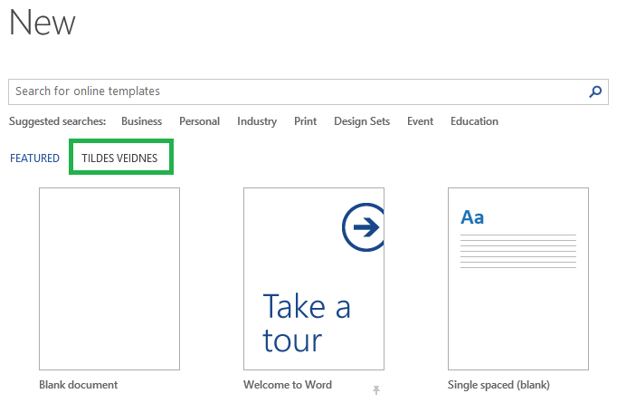 Tildes veidnes programmā Word